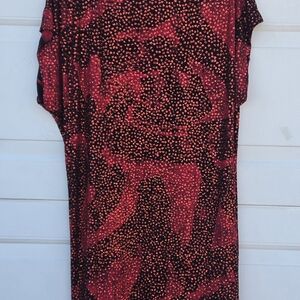 Neiman Marcus Red Black Metallic Cocktail Dress Size 4 Short Sleeve Party